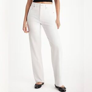 Express high waisted white raw hem relaxed  Straight leg Jeans